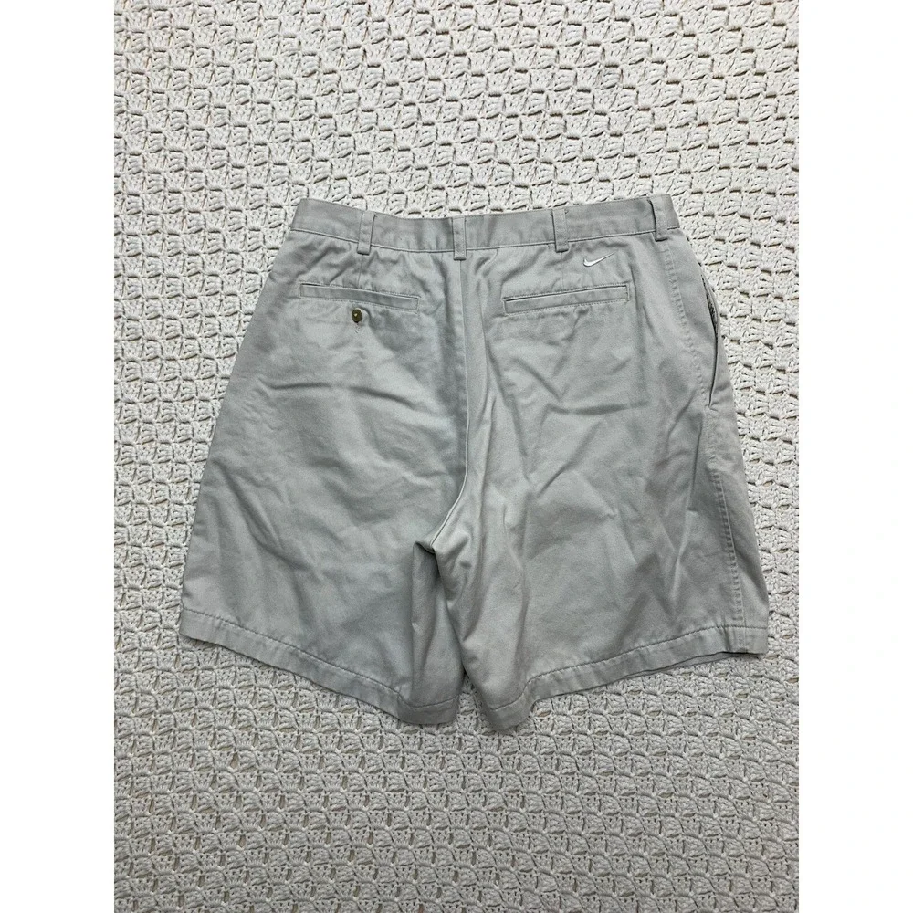 Nike Chino Shorts Mens Tag 34 Approx 32X9 Beige Pleated Front cotton‎ 192213